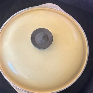 Vintage Yellow Cast Iron Dutch Oven with Lid